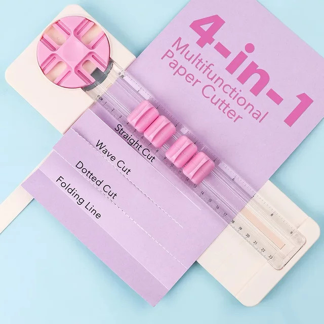 Multifunktionaler 4-in-1 Papierschneider mit Drehklingen für DIY Scrapbooking und Bastelarbeiten in Blau - Bild 1