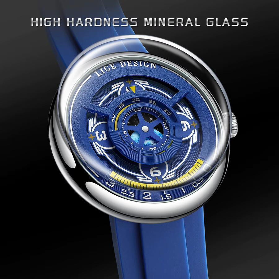 LIGE Armbanduhr, Quarz, Blau, Silikon, Herren - Bild 3