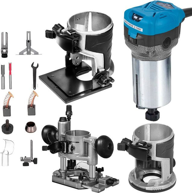 SucceBuy Compact Oberfräsen-Set 800W mit Softstart, variable Drehzahl 10000-30000 U/min, Blau - Bild 1