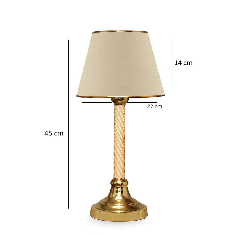 Opviq Tischleuchte in Beige und Gold mit Stoffschirm, E27, B/T/H: 22 x 22 x 45 cm - Bild 2