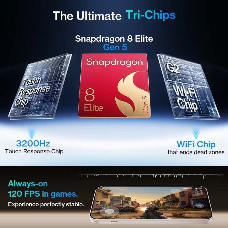 OnePlus 15 5G Smartphone Schwarz mit 256 GB Speicher, Snapdragon 8 Elite Gen 5, 165-Hz-Display, 7300 mAh Akku, 120 W Ladung, NFC und eSIM - Bild 2