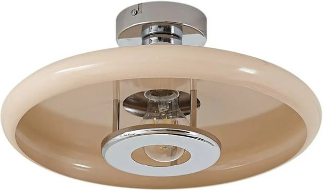 Lindby Deckenlampe Branford Vintage Retro Wandleuchte aus Metall in Creme, 1-flammig E27, rund - Bild 1