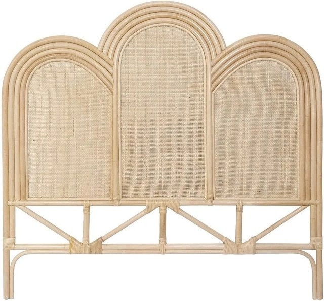 Jakobia Bettkopfteil aus Rattan und Massivholz in Beige, Breite: 145 cm - Bild 1
