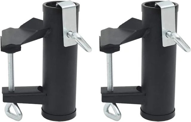 vidaXL Sonnenschirmhalter für Balkon aus Stahl, 2er-Set, Schwarz, Klemmhalterung für 25-38 mm Durchmesser - Bild 1
