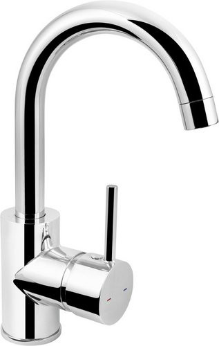 WELLWATER Einhebelmischer für das Waschbecken in Chrom, silberfarben, mit schwenkbarem Auslauf und Pop-up-Abfluss - Bild 1