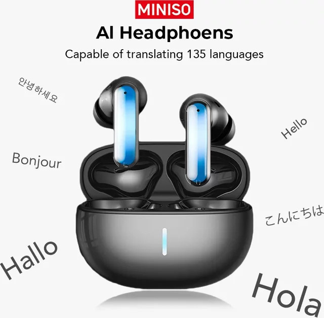 MINISO MS110 Drahtlose In-Ear Bluetooth Kopfhörer mit ANC Active Noise Cancelling, AI Translator und RGB Beleuchtung in Schwarz - Bild 1