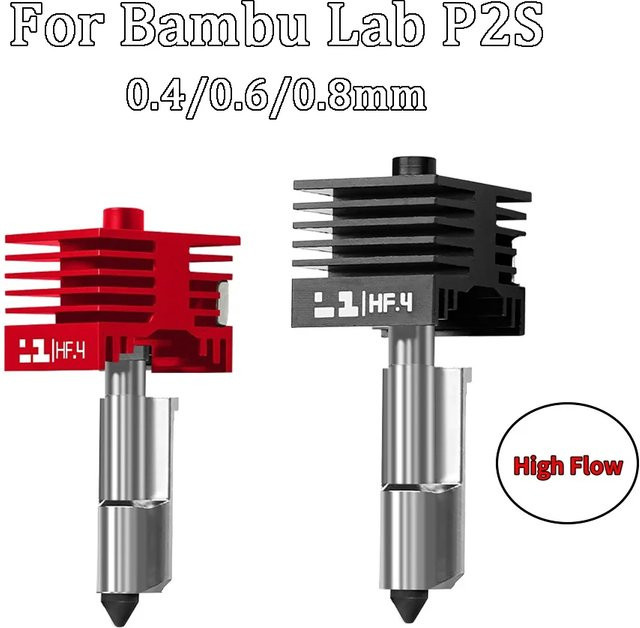 P2S H2D H2S Hotend-Kit für Bambu Lab mit gehärteter Stahldüse für 3D-Drucker-Ersatzteile (0,2mm, 0,4mm, 0,6mm, 0,8mm) - Bild 1
