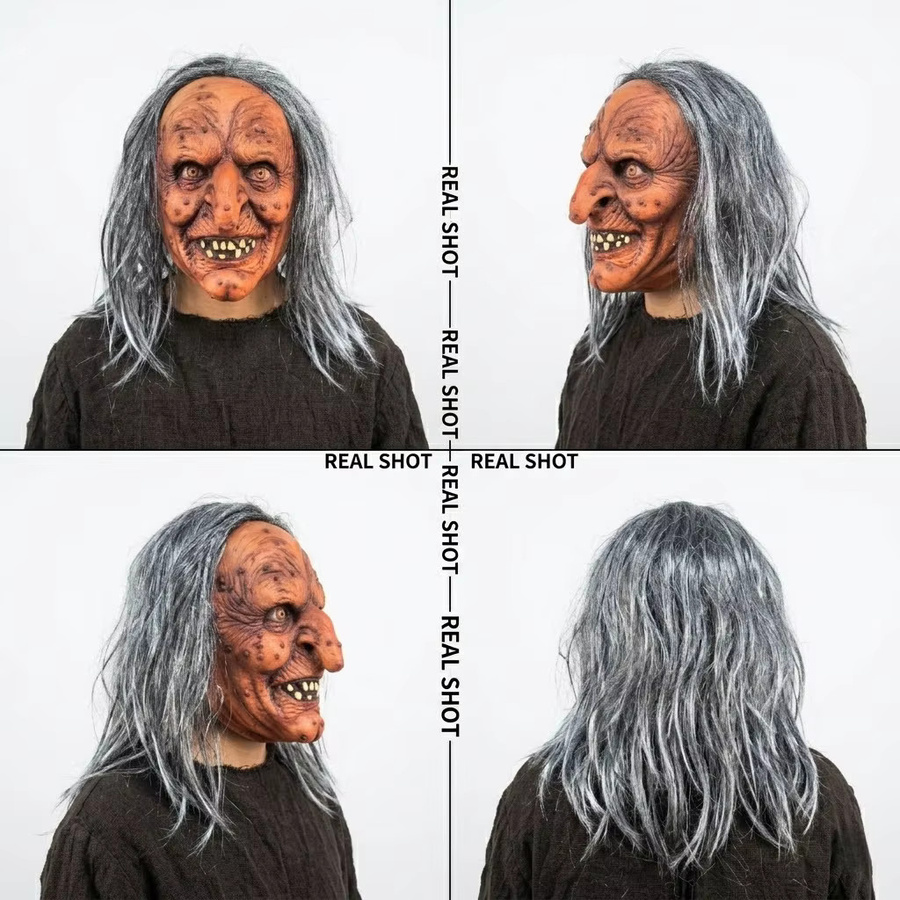 patygr Hexenmaske, Halloween Zubehör, Grau, Bunt / Mehrfarbig - Bild 2