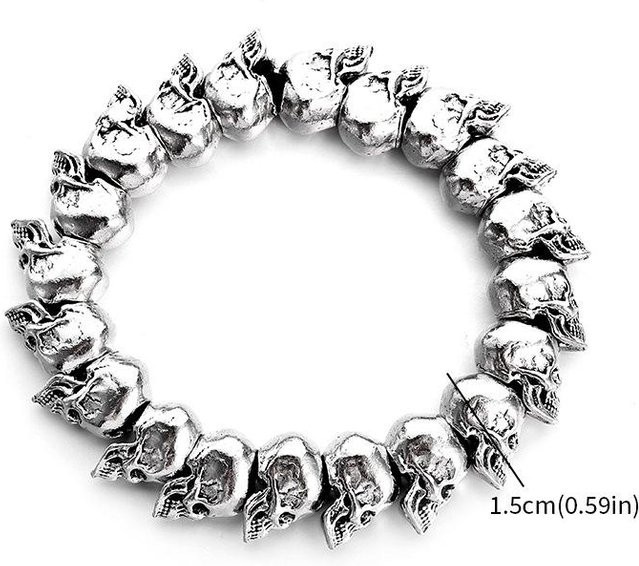 YIRAN Jewelry Armband, Totenkopf, Kupfer, gray, Unisex - Bild 1