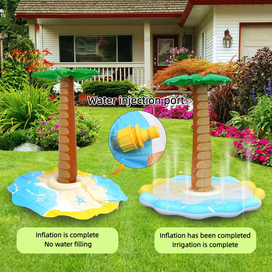 Wonflex Kokosnussbaum-Wassersprühmatte, Wasserspielzeug, PVC, grün, bunt - Bild 3