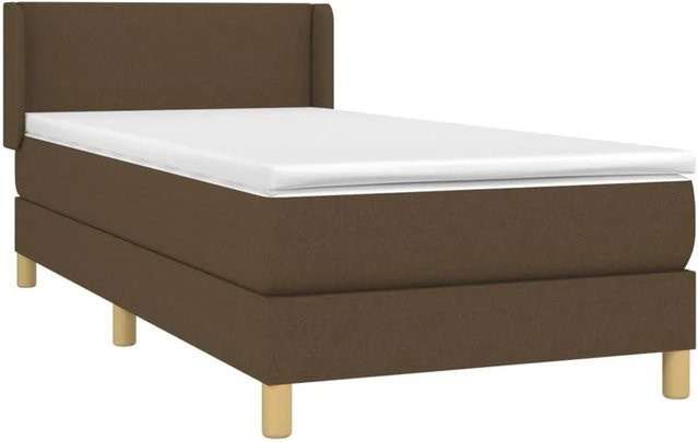 vidaXL Boxspringbett mit Matratze Dunkelbraun B/T/H: 90 x 200 cm, Hybrid-Design mit Taschenfederkern und Stoffbezug - Bild 1