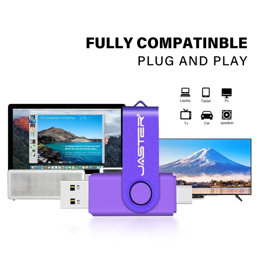 JASTER USB-C USB-Flash-Laufwerk 128 GB Memory Stick mit Schlüsselanhänger in Rot, Blau, Grün oder Lila - Bild 2