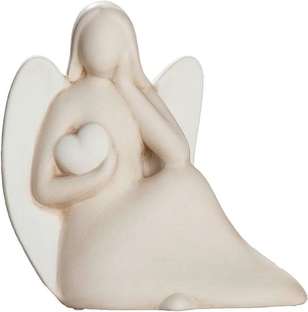 Gilde Figur Francis Engel aus Keramik in Creme und Beige, Höhe: 27 cm, Breite: 26 cm, Tiefe: 12,5 cm - Bild 1