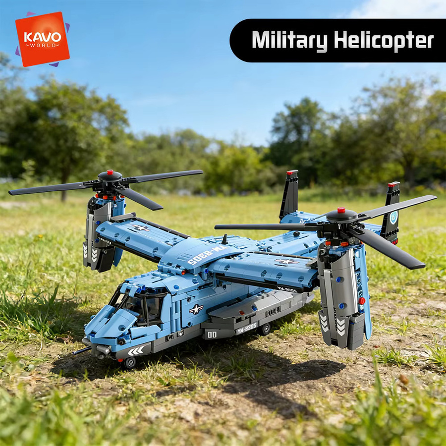 KAVOWORLD V-22 Militärflugzeug-Hubschrauber-Bausteinset, 1486 Teile - Bild 3