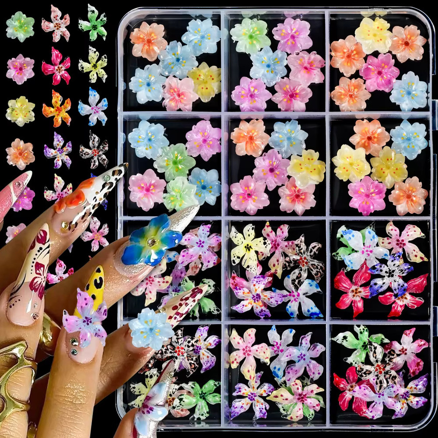 HotPress Nail Art Charms, 3D Mixed Lily & Sakura, Glänzend - Bild 2