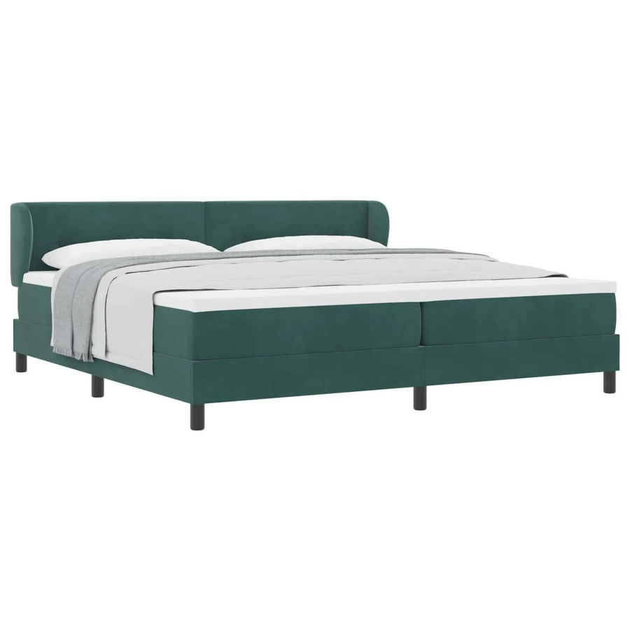 vidaXL Boxspringbett mit Kopfteil aus Samt und Kiefernholz in Dunkelgrün B/T/H: 200 x 200 x 103 cm - Bild 2