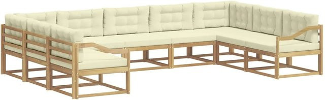 vidaXL Outdoor-Sofagarnitur aus Massivholz Akazie mit 7 Teilen in Creme-weiß und Beige - Bild 1