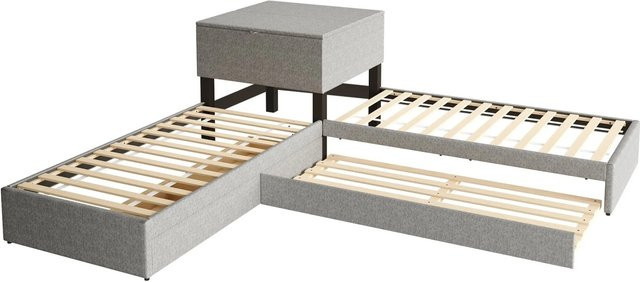 okwish Funktionsbett mit Ausziehbett für das Kinderzimmer in Grau, B/T/H: 90 x 200 cm - Bild 1