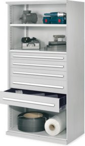Kappes Schwerlastregal Mod. 44 OMT in Grau mit 2 Fachböden und 5 Schubladen aus Stahlkonstruktion, H x B x T: 195 x 60 x 100 cm - Bild 1