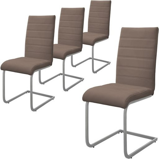 4er Set Esszimmerstühle ML-Design Freischwinger aus braunem Kunstleder mit silbernem Metallgestell B/T/H: 50 x 43 x 102 cm - Bild 1