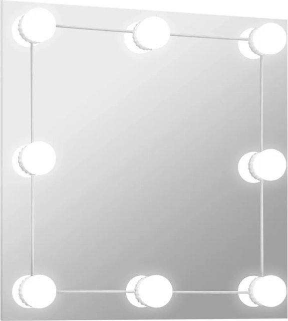 vidaXL Wandspiegel mit LED-Beleuchtung in Weiß und Silber, quadratisch aus Glas, B: 50 cm, H: 50 cm - Bild 1