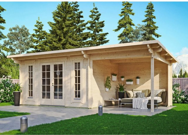 Fjordholz Gartenhaus Jacob 44 B mit Seitendach in Beige und Transparent, Imprägniertes Holz-Gartenhaus - Bild 1