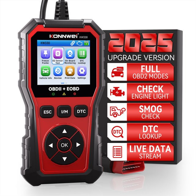 KONNWEi Auto-OBDII-Fehlerscanner zur Diagnose von Motorfehlercodes, Batterietest und Sauerstoffsensor-Erkennung - Bild 1