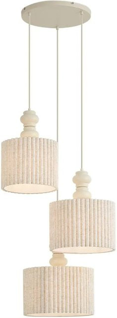 QAZQA Japandi Hängelampe Beige mit 3 Leinenschirmen im skandinavischen Design, dimmbar, E27 - Bild 1