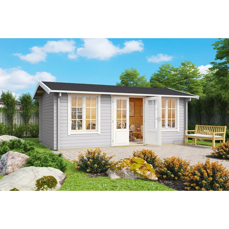Lasita Blockbohlenhaus Pembrokeshire Gartenhaus mit Satteldach in Grau, B/H/T: 540 x 239,4 x 345,8 cm - Bild 2