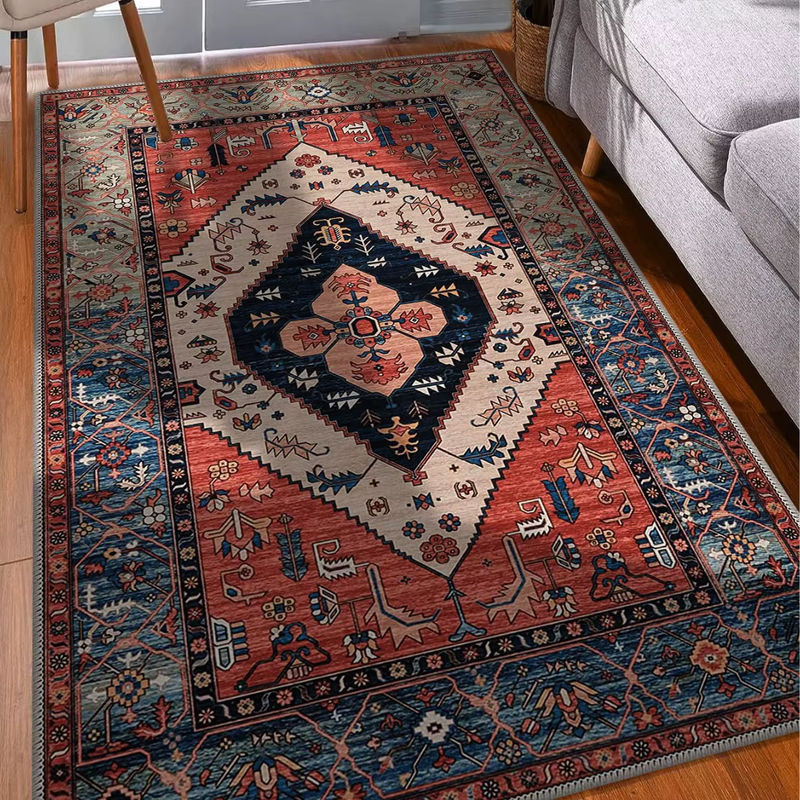 Vikama Boho Plüschteppich in Imitation Kaschmir, Waschbarer Bodenmatte für das Wohnzimmer, Multicolour - Bild 3