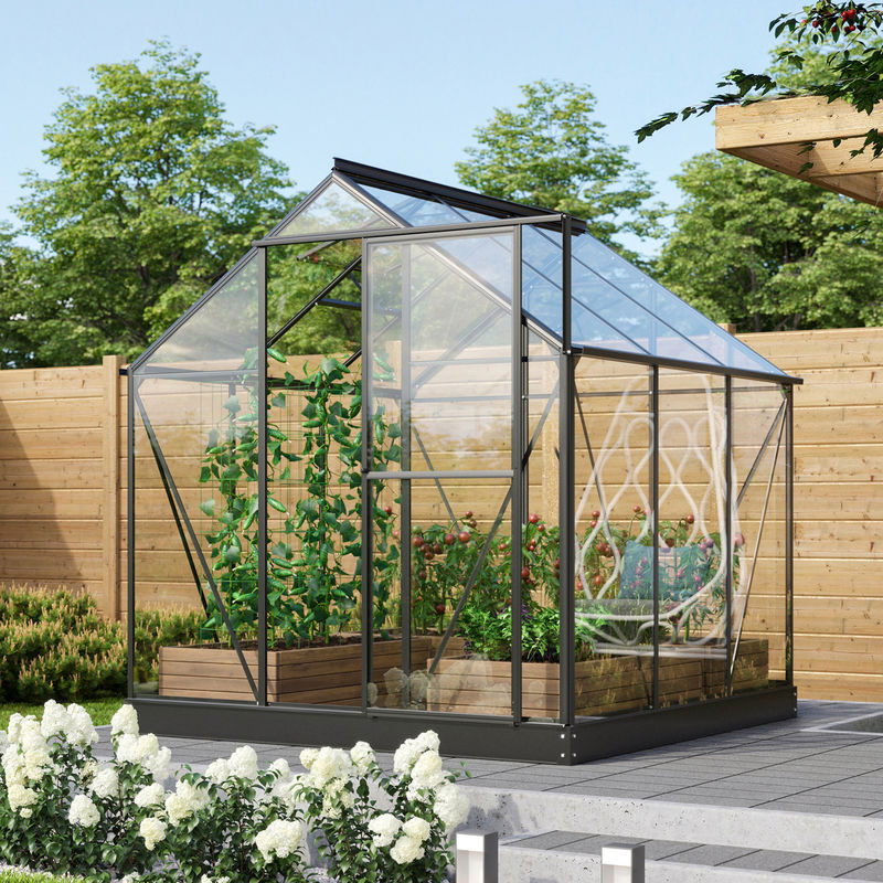 Vitavia Gewächshaus Triton 3800 Schwarz mit 3,8 m² Fläche, ESG-Glas und Stahlfundamentrahmen - Bild 3
