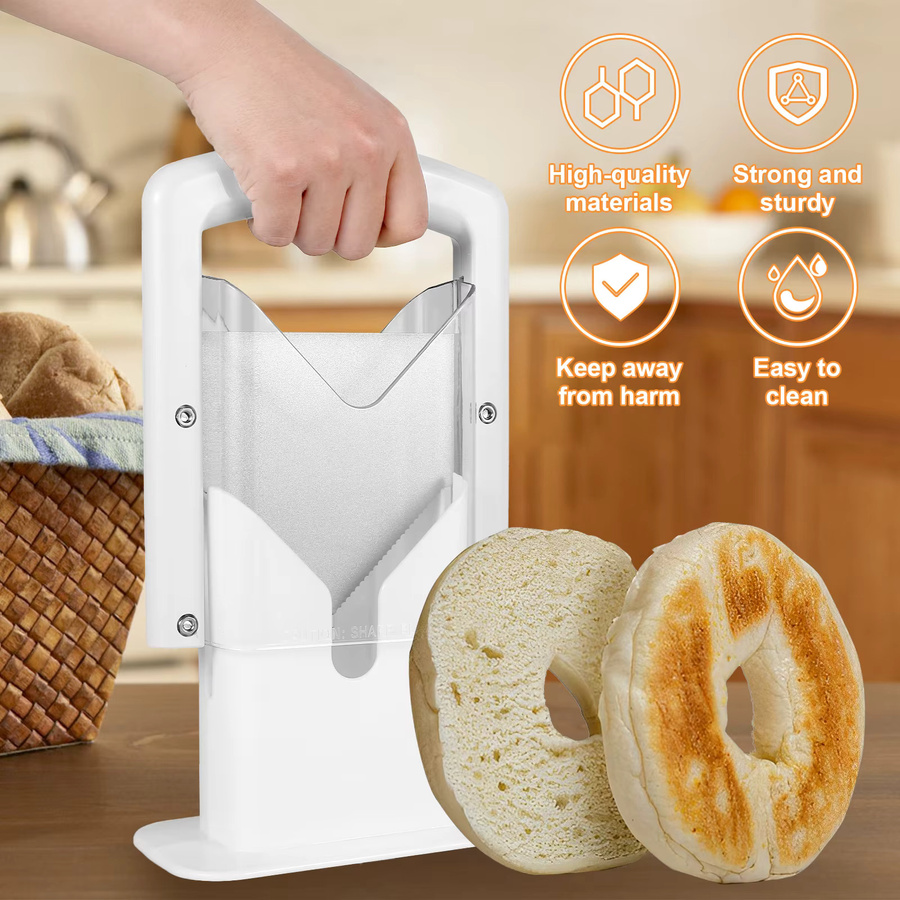 Willstar Bagel Cutter Slicer aus Edelstahl mit Sicherheitsgriff in Weiß, B/T/H: 22,0 x 18,0 cm - Bild 5