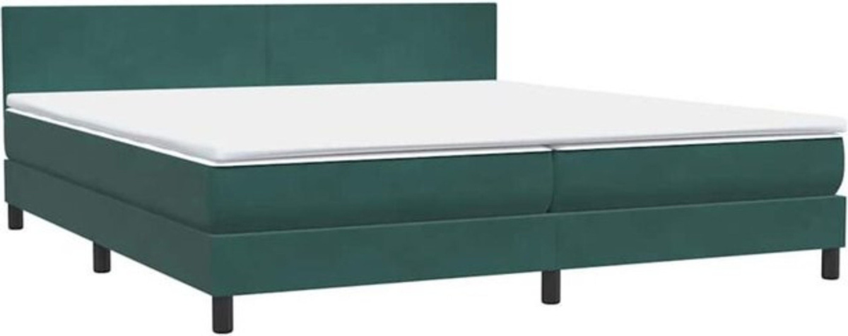 vidaxl Boxspringbett mit Matratze in Dunkelgrün aus Samt, B/T/H: 180 x 220 x 78 cm - Bild 1