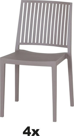 Siena Garden Stapelstuhl-Set Lane 4-teilig in Taupe aus Polypropylen und Glasfaser