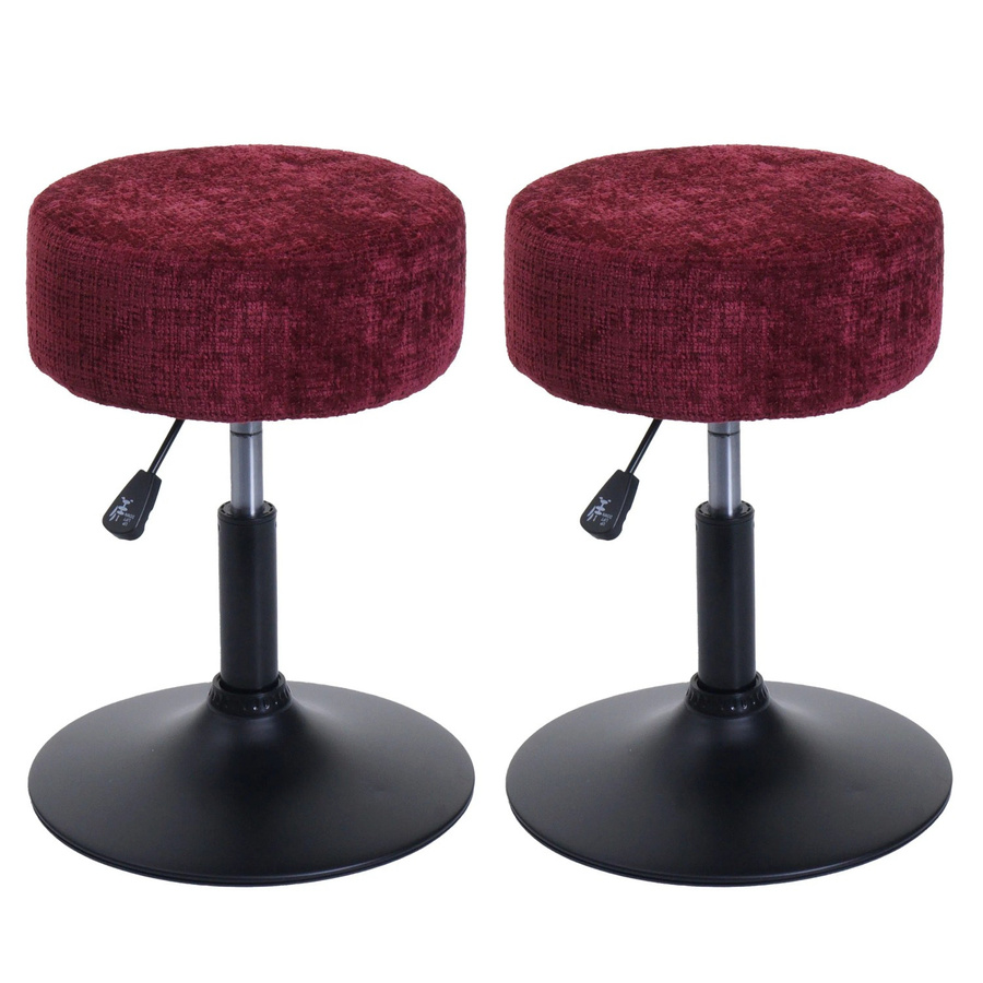 PROREGAL 2er-Set Sitzhocker höhenverstellbar und drehbar, Chenille, Farbe Bordeaux Rot, Durchmesser: 37 cm, Sitzhöhe: 45-57 cm - Bild 2