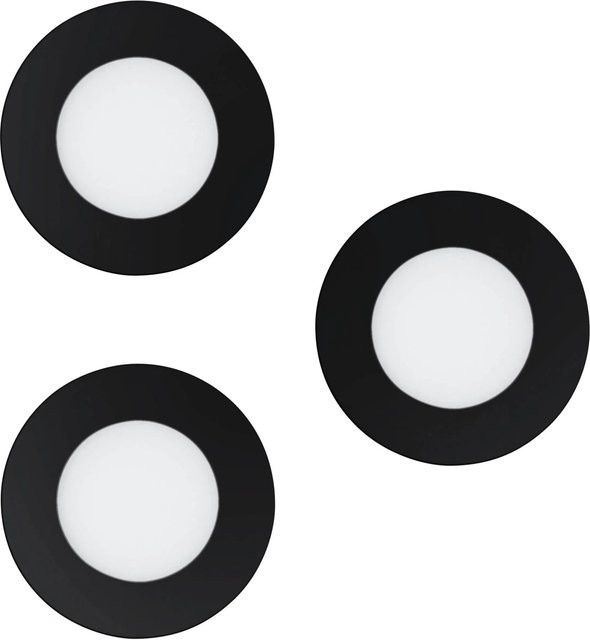 Eglo Fueva-Z LED-Einbauleuchten 3er Set Schwarz, Rund, RGBW Tunable White, dimmbar, IP44, Bluetooth und ZigBee kompatibel - Bild 1