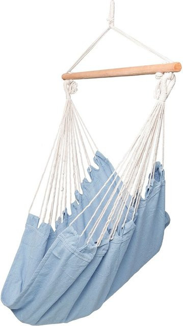 Hängesessel Linder Exclusiv MC4359 in Hellblau mit Gestell und Holzrahmen im Boho-Design - Bild 1