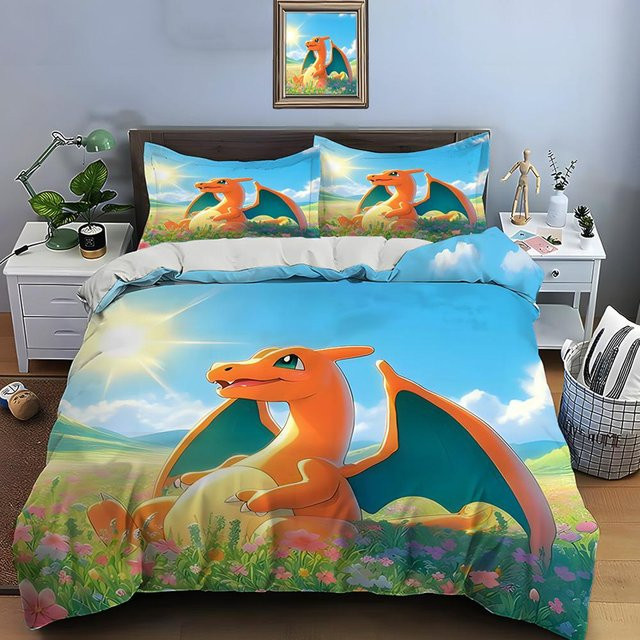 Lodestar Pokémon Glurak Bettwäsche Set 3-teilig aus Mikrofaser, Multicolour, B/B: 240 x 220 cm - Bild 1