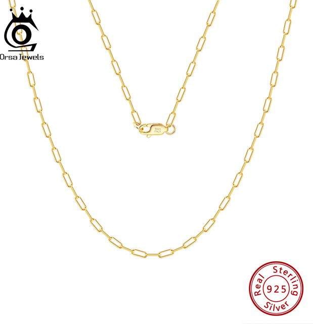 ORSA JEWELS Büroklammer Halskette, 925 Silber, Gold, Damen - Bild 1