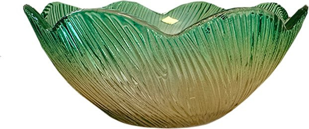 Pige Home dekorative Glasschüssel in Blütenblattform mit smaragd-goldenem Farbverlauf, Volumen: 1,3 l - Bild 1