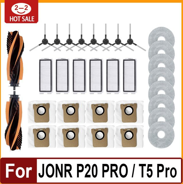 Zubehör-Set für JONR P20 PRO und T5 Pro Roboter Staubsauger mit Seitenbürsten, HEPA-Filtern, Mopp-Tüchern und Staubbeuteln - Bild 1