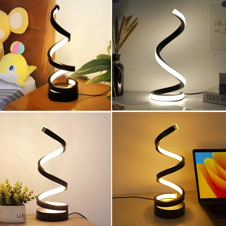 AVACOM Spiral-Tischlampe in Schwarz mit USB-Anschluss, dimmbar und mit 3 Farbmodi für Wohnzimmer, Schlafzimmer und Büro - Bild 4