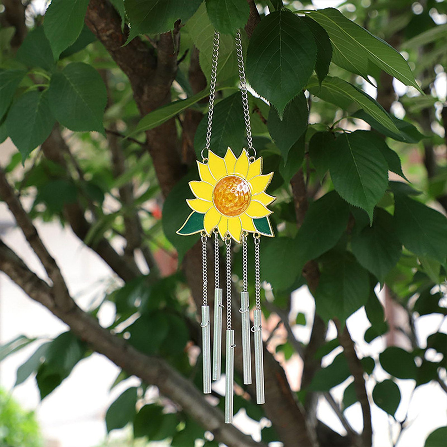 Tooarts Sonnenblumen Windspiel aus Metall in Mehrfarbig für Garten und Terrasse - Bild 4