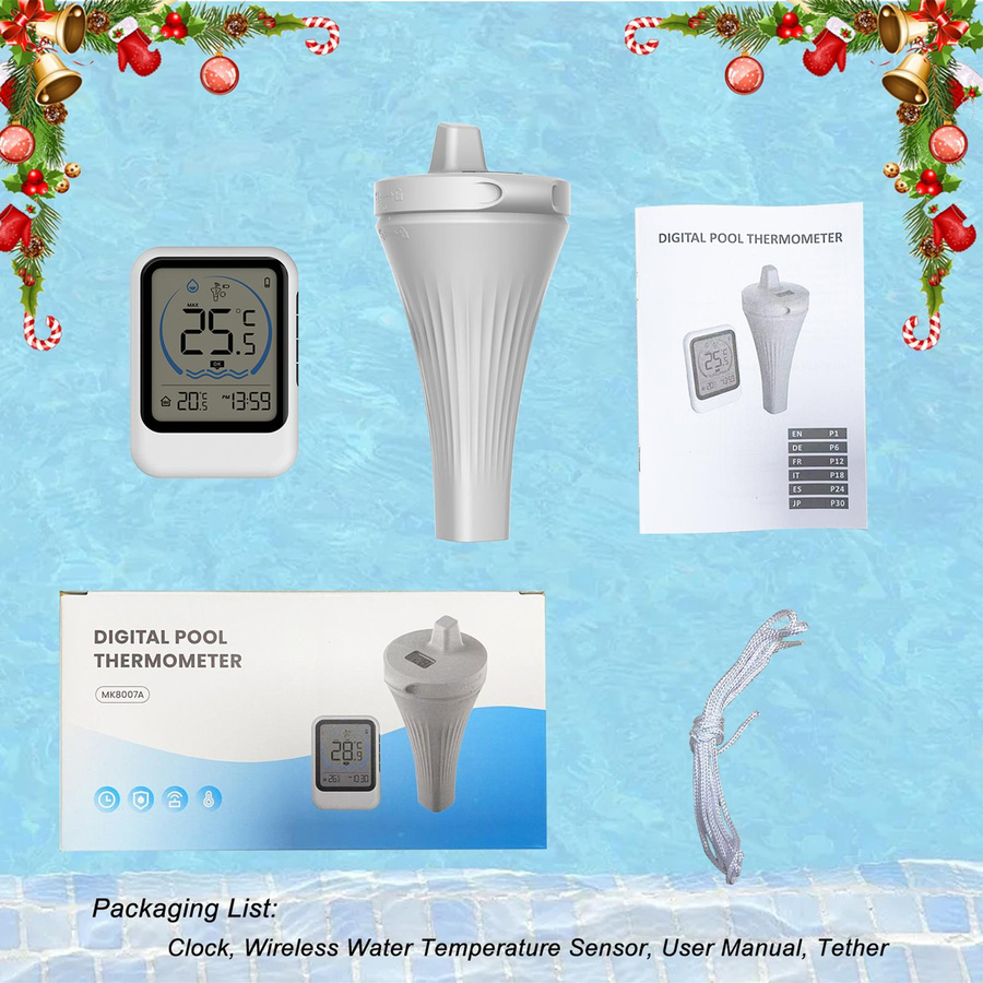 TOMTOP JMS Drahtloses digitales Poolthermometer mit Temperatursensor in Weiß für Pool, Aquarium und Badewanne - Bild 3