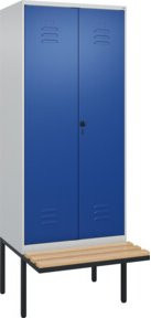 C+P PSA Doppel-Spind Classic PLUS Sitzbank mit 2 Abteilen aus Buche-Hartholz und Stahl, B/T/H: 212,0 x 80,0 x 81,5 cm - Bild 1