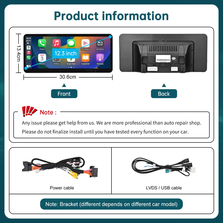 RoadTop Kabelloses CarPlay und Android Auto Multimedia Linux-Display für Mercedes-Benz C-Klasse W205 und GLC V W447 NTG 5.0, 12,3 Zoll, Schwarz - Bild 5