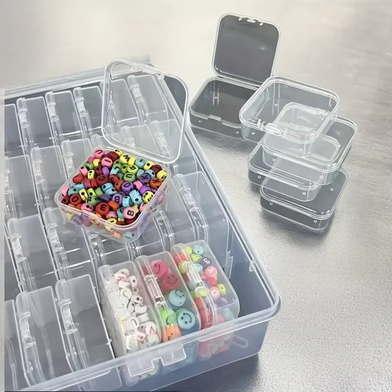 64-teiliges Set transparente Kunststoff-Aufbewahrungsboxen als tragbarer Organizer für Perlen, Schmuck und Bastelmaterialien - Bild 2