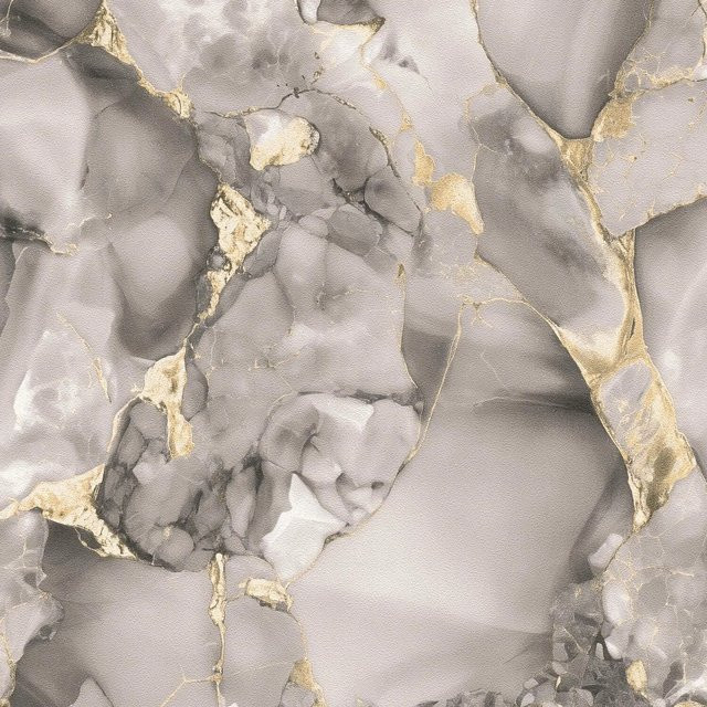 PROFHOME Luxus Tapete Marmoroptik in Grau Weiß Gold mit Glitzer-Effekt, Vlies-Tapete, Breite: 0,53 m, Länge: 10,05 m - Bild 1