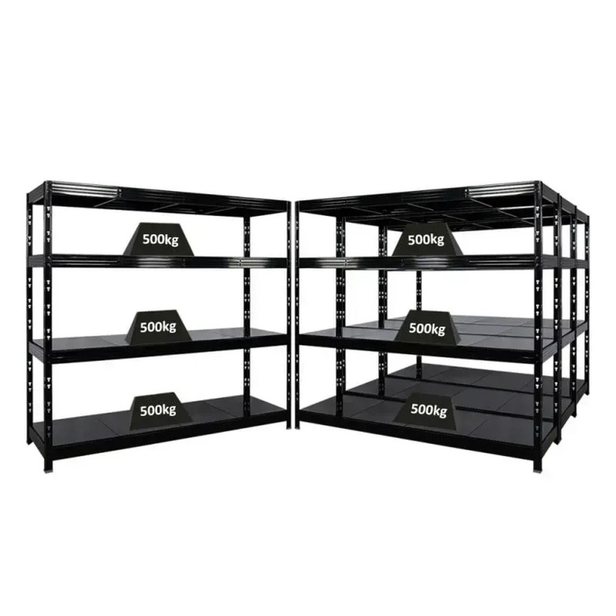 PROREGAL Rhino Profi Schwerlastregal Set mit 4 Stahlplatten-Ebenen Schwarz B/H/T: 200 x 180 x 60 cm - Bild 2