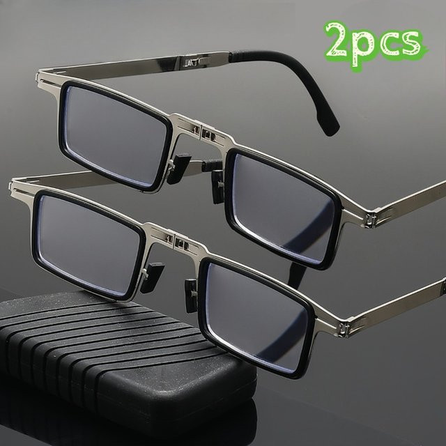 DIXSG Lesebrille, Unisex, Metall, Vollrand, rechteckig, silver - Bild 1